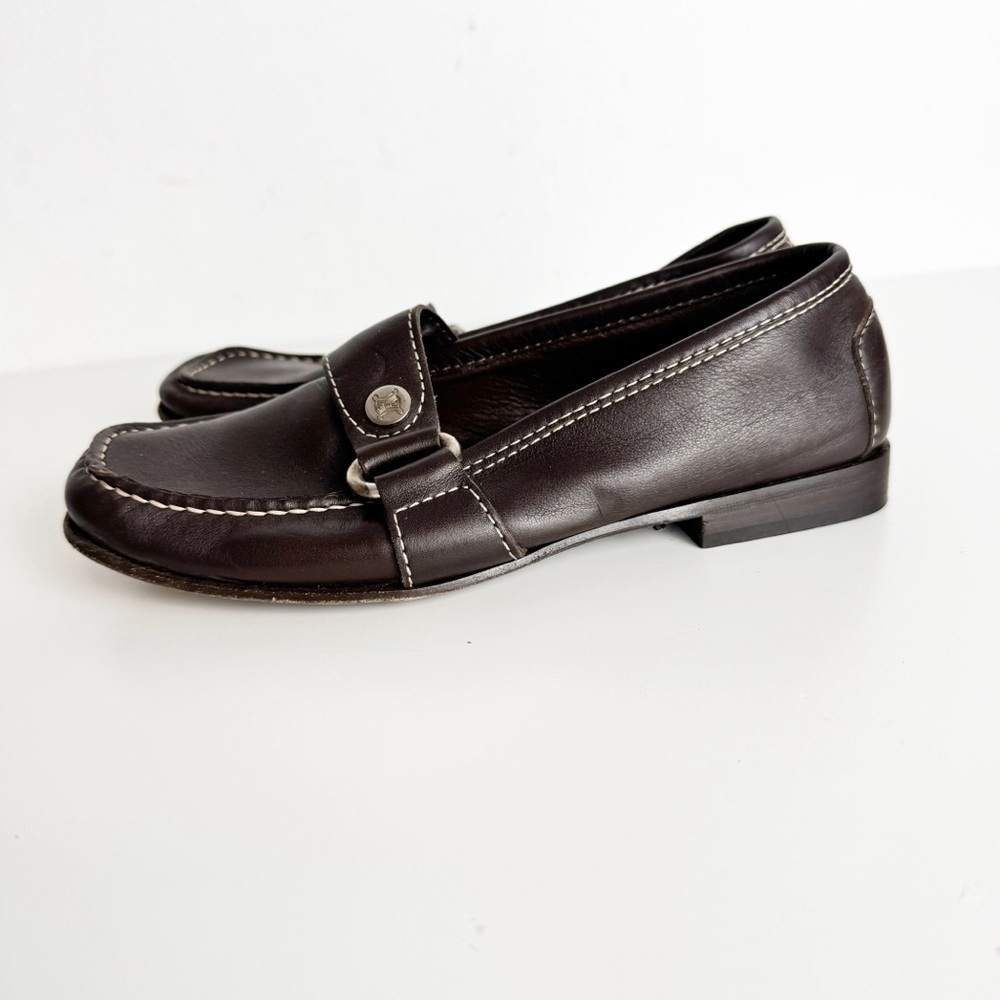 Celine Brown Leather Contrast Stitching Loafer size 35.5 C - Picture 3 of 8